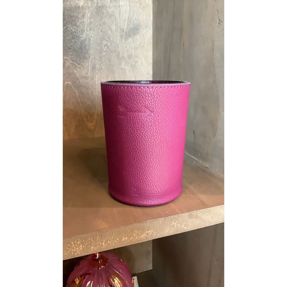 Anthropologie Harvest Pear & Cedar Magenta Leather Wrapped Candle 4552
